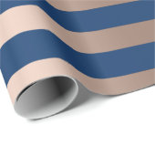 Big Stripes Lines Blue Navy Beige Bronze Geschenkpapier (Rolleneckpunkt)