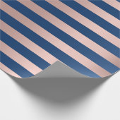 Big Stripes Lines Blue Navy Pink Rose Gold Geschenkpapier (Ecke)