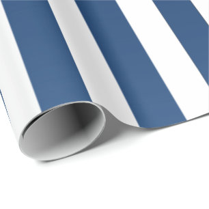 Big Stripes Lines Blue Navy White Geschenkpapier
