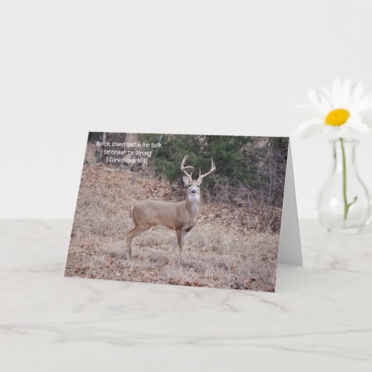 Big Strong Buck Deer Bible Verse Note Card Karte (Kleine Pflanze)