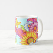 Big Sunflower Butterfly Daisy Coffee Tasse (VorderseiteRechts)