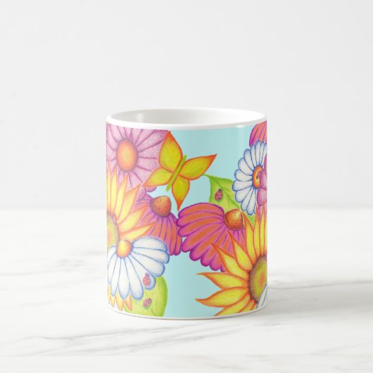 Big Sunflower Butterfly Daisy Coffee Tasse (Mittel)