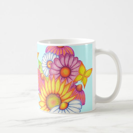 Big Sunflower Butterfly Daisy Coffee Tasse (Rechts)