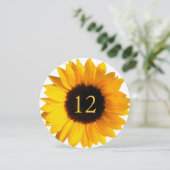 Big Sunflower Round Wedding Tischnummer Card (Stehend Vorderseite)
