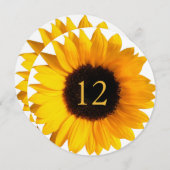Big Sunflower Round Wedding Tischnummer Card (Vorne/Hinten)