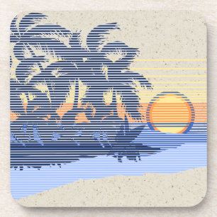 Big Sunset Hawaiian Tiki Bar Korkrücken-Unterleger Getränkeuntersetzer