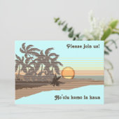 Big Sunset Luau Einladungen (Stehend Vorderseite)