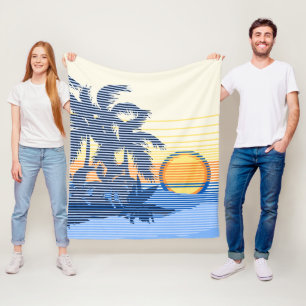 Big Sunset Strip Hawaiian Surfer Blau Fleecedecke