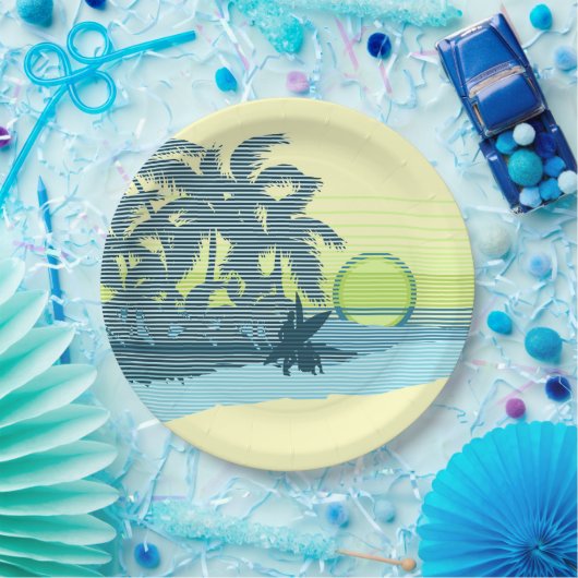Big Sunset Strip Hawaiian Surfer Pappteller (Party)