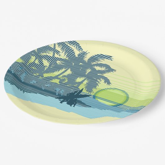 Big Sunset Strip Hawaiian Surfer Pappteller (Schrägansicht)