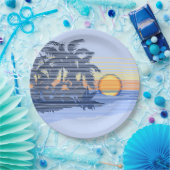 Big Sunset Strip Hawaiian Surfer Pappteller (Party)