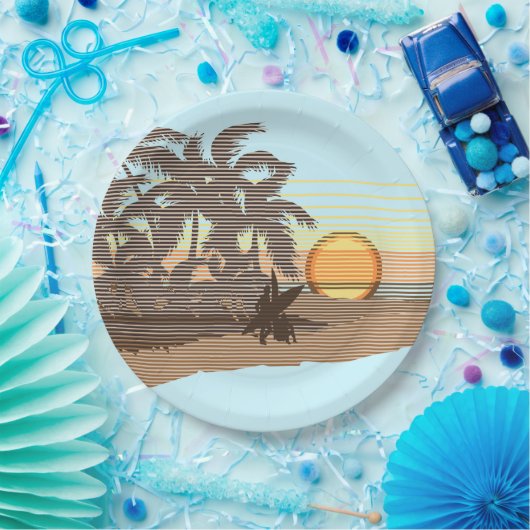 Big Sunset Strip Hawaiian Surfer Pappteller (Party)