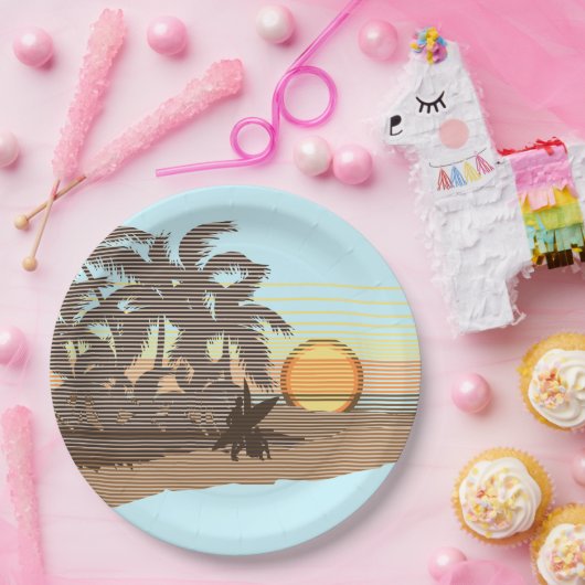 Big Sunset Strip Hawaiian Surfer Pappteller (Party)