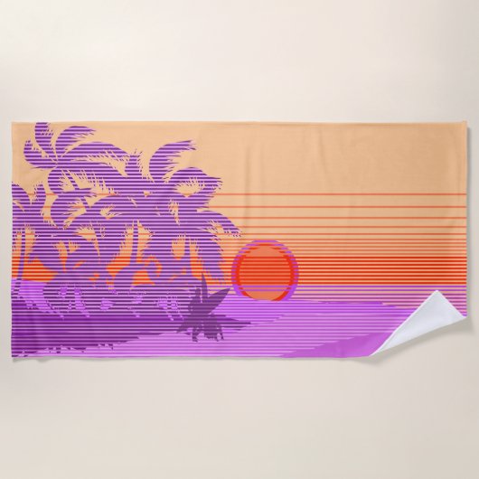 Big Sunset Strip Hawaiian Surfer - Violet Strandtuch (Vorderseite)