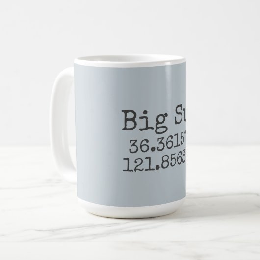 Big Sur Breite & Länge Kaffeetasse (Vorderseite Links)