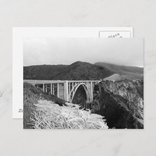 Big Sur Bridge Postcard Black & White Postkarte (Vorne/Hinten)