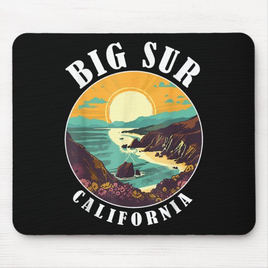 Big Sur California Beach Central Retro Forest Camp Mousepad (Vorne)