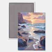 Big Sur, California Coast Painting Magnet (Vorderseite/Rückseite)