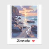 Big Sur, California Coastal Art Painting Aufkleber (Blatt)