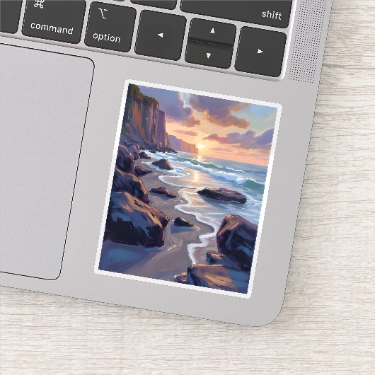 Big Sur, California Coastal Art Painting Aufkleber (Detail)