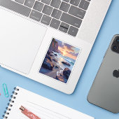 Big Sur, California Coastal Art Painting Aufkleber (Laptop mit iPhone)