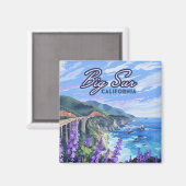 Big Sur California Coastline Retro West Coast Card Magnet (Vorderseite/Rückseite)
