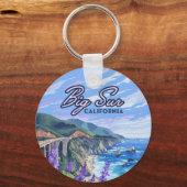 Big Sur California Coastline Retro West Coast Card Schlüsselanhänger (Rückseite)