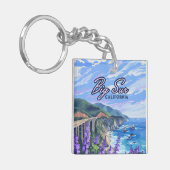 Big Sur California Coastline Retro West Coast Card Schlüsselanhänger (Vorderseite links)