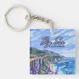 Big Sur California Coastline Retro West Coast Card Schlüsselanhänger