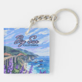 Big Sur California Coastline Retro West Coast Card Schlüsselanhänger (Rückseite)