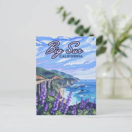 Big Sur California Küste Retro Westküste Postkarte (Stehend Vorderseite)