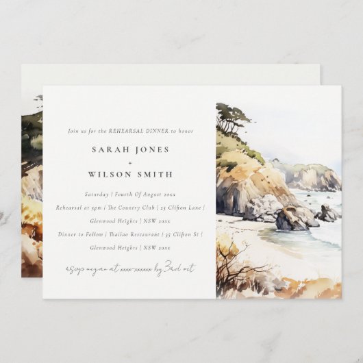 Big Sur, California Landscape Rehearsal Dinner Einladung (Vorne/Hinten)
