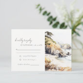 Big Sur, California Landscape Watercolor Wedding RSVP Karte (Stehend Vorderseite)