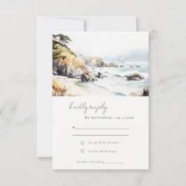 Big Sur, California Landscape Watercolor Wedding RSVP Karte