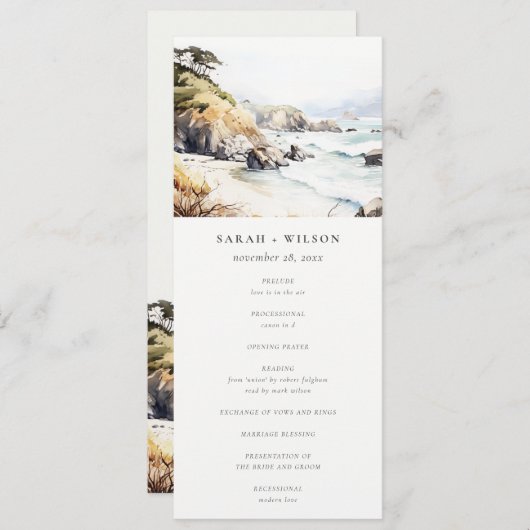 Big Sur, California Landscape Wedding Program Einladung (Vorne/Hinten)