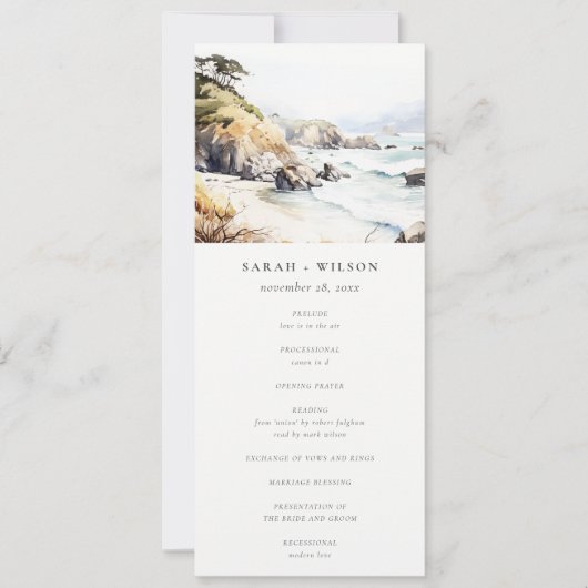 Big Sur, California Landschaft Hochzeitsprogramm Einladung (Vorderseite)