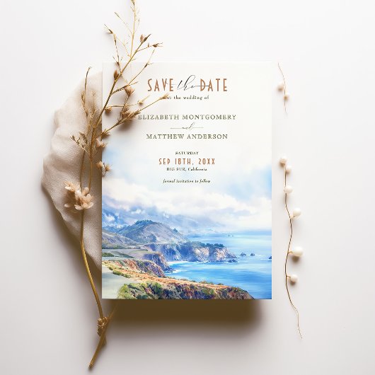 Big Sur California Save the Date Einladung