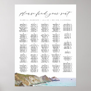 BIG SUR CALIFORNIA Skyline Hochzeitstabelle Poster