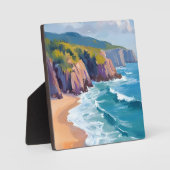 Big Sur, California Wasserfarben Ozeanmalerei Kuns Fotoplatte (Vorderseite)