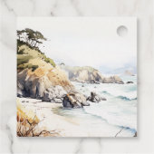 Big Sur, California Watercolor Landscape Wedding Geschenkanhänger (Rückseite)