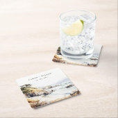 Big Sur, California Watercolor Landscape Wedding Rechteckiger Pappuntersetzer (Vor Ort)