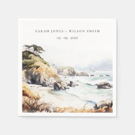 Big Sur, California Watercolor Landscape Wedding Serviette