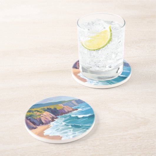 Big Sur, California Watercolor Ocean Painting Getränkeuntersetzer (Seite)