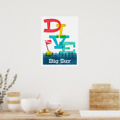 Big Sur Dive - farbenfrohe Scuba Poster (Küche)