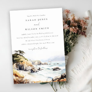 Big Sur, Kalifornien Aquarell-Landschaft-Hochzeit Einladung