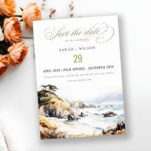 Big Sur, Kalifornien Aquarell-Landschaft-Hochzeit