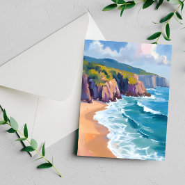 Big Sur, Kalifornien Aquarell-Ozean-Gemälde Karte