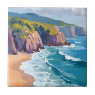 Big Sur, Kalifornien Aquarell-Ozean-Malerei Fliese