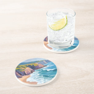 Big Sur, Kalifornien Aquarell-Ozean-Malerei Getränkeuntersetzer