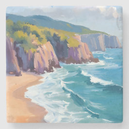 Big Sur, Kalifornien Aquarell-Ozean-Malerei Steinuntersetzer